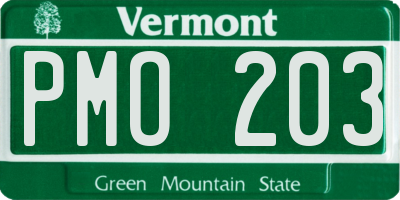 VT license plate PMO203