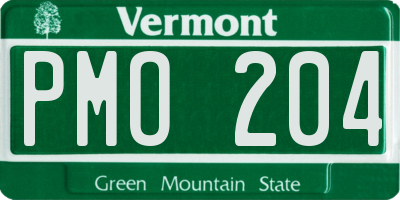 VT license plate PMO204