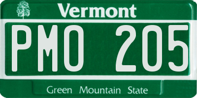 VT license plate PMO205