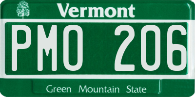 VT license plate PMO206