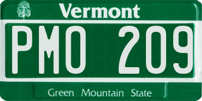 VT license plate PMO209