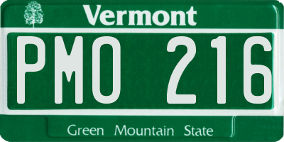 VT license plate PMO216