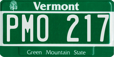 VT license plate PMO217