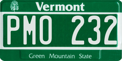 VT license plate PMO232