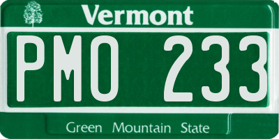 VT license plate PMO233
