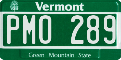 VT license plate PMO289