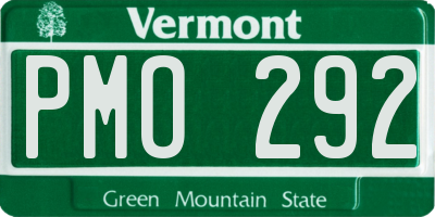VT license plate PMO292