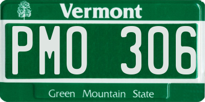 VT license plate PMO306