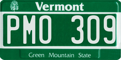 VT license plate PMO309