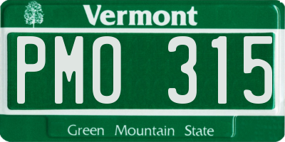 VT license plate PMO315