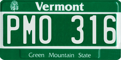VT license plate PMO316