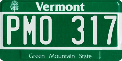 VT license plate PMO317