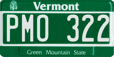 VT license plate PMO322