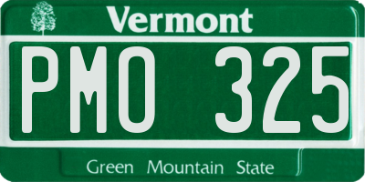 VT license plate PMO325