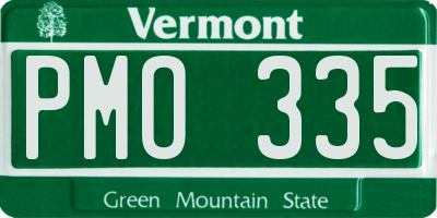 VT license plate PMO335
