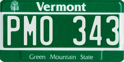 VT license plate PMO343
