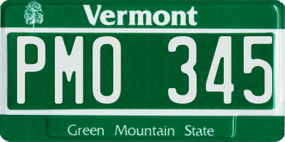 VT license plate PMO345