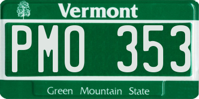 VT license plate PMO353