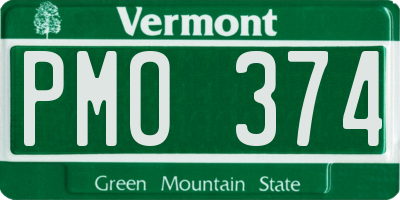 VT license plate PMO374