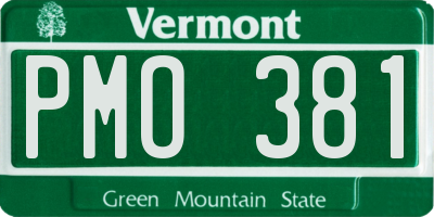VT license plate PMO381