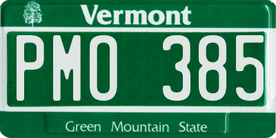 VT license plate PMO385