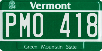 VT license plate PMO418