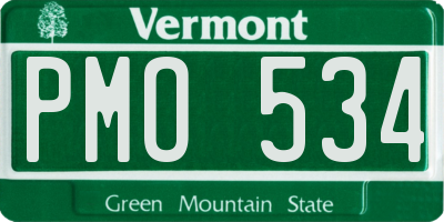 VT license plate PMO534
