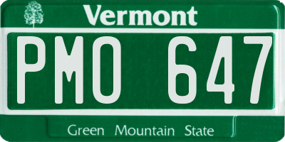 VT license plate PMO647