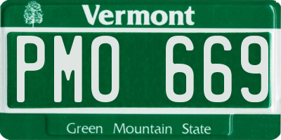 VT license plate PMO669
