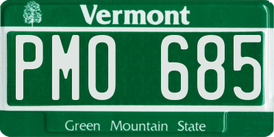 VT license plate PMO685
