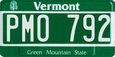 VT license plate PMO792