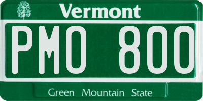 VT license plate PMO800