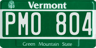 VT license plate PMO804