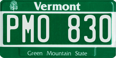 VT license plate PMO830