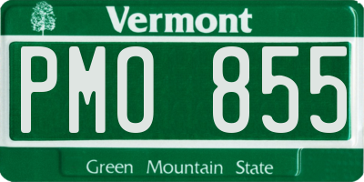 VT license plate PMO855