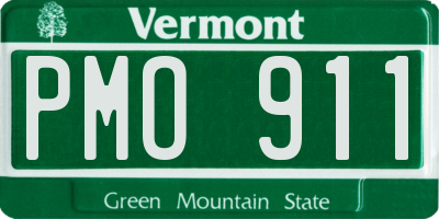 VT license plate PMO911