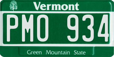 VT license plate PMO934