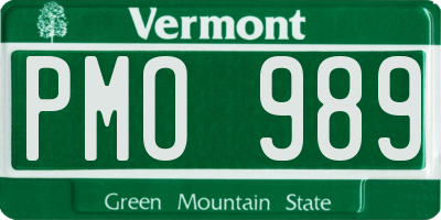 VT license plate PMO989