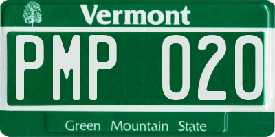 VT license plate PMP020