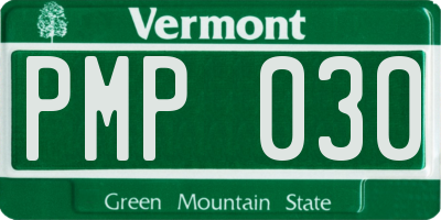 VT license plate PMP030