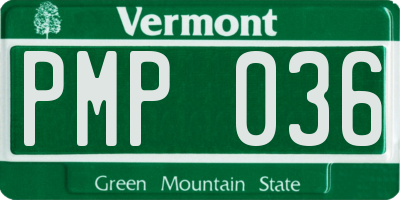 VT license plate PMP036