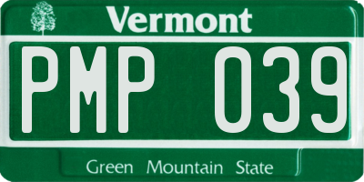 VT license plate PMP039
