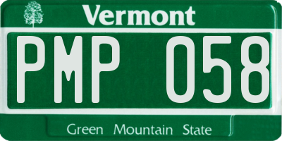VT license plate PMP058