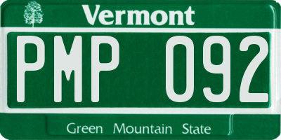 VT license plate PMP092