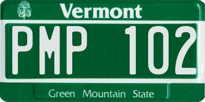 VT license plate PMP102