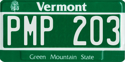 VT license plate PMP203