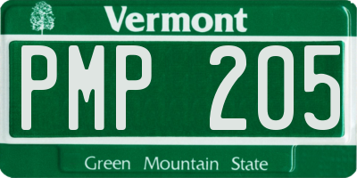 VT license plate PMP205