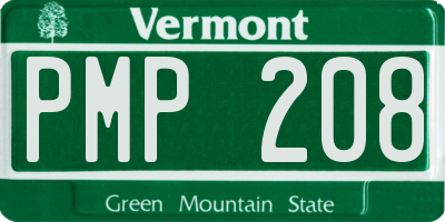 VT license plate PMP208