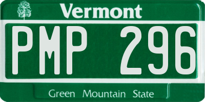VT license plate PMP296