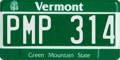 VT license plate PMP314